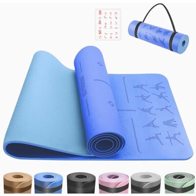 OUTDOUSE Yoga Mat with Alignment Lines TPE Mat With Alignment Lines,Non-Slip,For Sports Exercise Gymnastics,Pilates,Home, Travel, Men,With Storage Straps OUTDOUSE Yoga Mat with Alignment Lines TPE Mat With Alignment Lines,Non-Slip,For Sports Exercise Gymnastics,Pilates,Home, Travel, Men,With Storage Straps