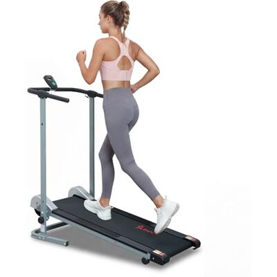 Sunny Health & Fitness Foldable Manual Treadmill, Compact Cardio Fitness, Durable Non-Electric Incline Exercise, Walking Tread Pad, Transportation Wheels, Non-Slip Handlebars with Digital Monitor Sunny Health & Fitness Foldable Manual Treadmill, Compact Cardio Fitness, Durable Non-Electric Incline Exercise, Walking Tread Pad, Transportation Wheels, Non-Slip Handlebars with Digital Monitor