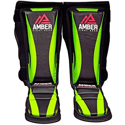 Amber Fight Gear MMA Shin Guards and Instep Foam Leg Pads Muay Thai Foot Protective Gear Boxing Kickboxing Training Sparring Protector Amber Fight Gear MMA Shin Guards and Instep Foam Leg Pads Muay Thai Foot Protective Gear Boxing Kickboxing Training Sparring Protector