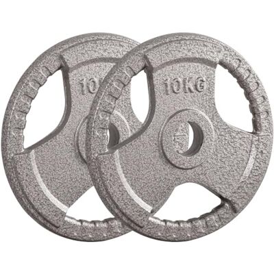 HOMCOM 2 x 2.5/5/10kg Cast Iron Olympic Weight Plates Tri-Grip Dumbbell Plates, Barbell Weight, for 2" Weight Bar, Home Gym Strength Training HOMCOM 2 x 2.5/5/10kg Cast Iron Olympic Weight Plates Tri-Grip Dumbbell Plates, Barbell Weight, for 2" Weight Bar, Home Gym Strength Training