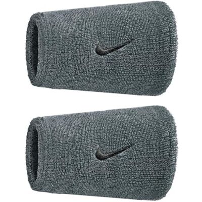 Nike Swoosh Classic Doublewide Wristbands 2-Pack Sweatbands Tennis Fitness Running Wristbands Wide, Cool Grey/Black, One Size Nike Swoosh Classic Doublewide Wristbands 2-Pack Sweatbands Tennis Fitness Running Wristbands Wide, Cool Grey/Black, One Size