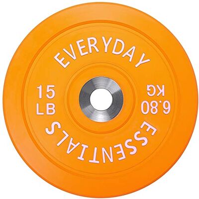 BalanceFrom Everyday Essentials Color Coded Olympic Bumper Plate Weight Plate W Steel Hub, Orange BalanceFrom Everyday Essentials Color Coded Olympic Bumper Plate Weight Plate W Steel Hub, Orange