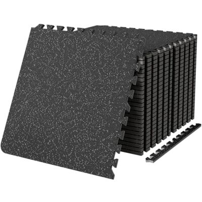 VEVOR 25 PCS 1/2 inch Thick Gym Floor Mats, 24" x 24" EVA Foam & Rubber Top Interlocking Workout Floor Mats with 100 sq.ft Coverage, Waterproof Exercise Puzzle Flooring for Gym, Home, Garage, Baseme VEVOR 25 PCS 1/2 inch Thick Gym Floor Mats, 24" x 24" EVA Foam & Rubber Top Interlocking Workout Floor Mats with 100 sq.ft Coverage, Waterproof Exercise Puzzle Flooring for Gym, Home, Garage, Baseme
