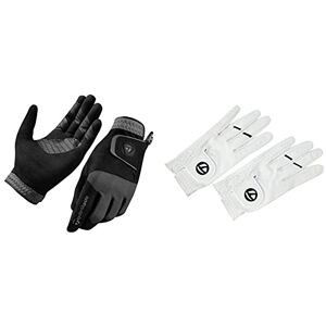 TaylorMade Men's Rain Control Golf Glove, Black, Medium & Men's Stratus Tech Golf Glove (2 Pack), White, Medium