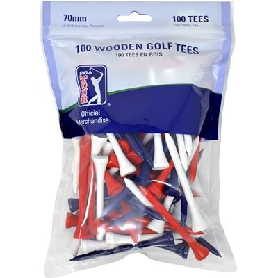 PGA TOUR Mens Golf-tees Aus Holz, 7 Cm, 100 Stück, Rot/Weiß/Blau Wooden Golf Tees, Red/White/Blue, 100 X 7 Cm EU PGA TOUR Mens Golf-tees Aus Holz, 7 Cm, 100 Stück, Rot/Weiß/Blau Wooden Golf Tees, Red/White/Blue, 100 X 7 Cm EU