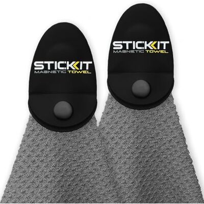 STICKIT Magnetic Golf Towel, Gray 2-Pack Top-Tier Microfiber Golf Towel with Deep Waffle Pockets Industrial Strength Magnet for Strong Hold to Golf Carts or Clubs STICKIT Magnetic Golf Towel, Gray 2-Pack Top-Tier Microfiber Golf Towel with Deep Waffle Pockets Industrial Strength Magnet for Strong Hold to Golf Carts or Clubs