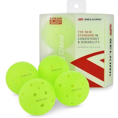 Selkirk Sport Selkirk Pro S1 Ball Crack-Resistant 38 Hole Outdoor Pickleball Balls USAPA Approved Pickle Ball for Tournament Play Advanced Aerodynamics 4 Pack Pickleballs Selkirk Sport Selkirk Pro S1 Ball Crack-Resistant 38 Hole Outdoor Pickleball Balls USAPA Approved Pickle Ball for Tournament Play Advanced Aerodynamics 4 Pack Pickleballs