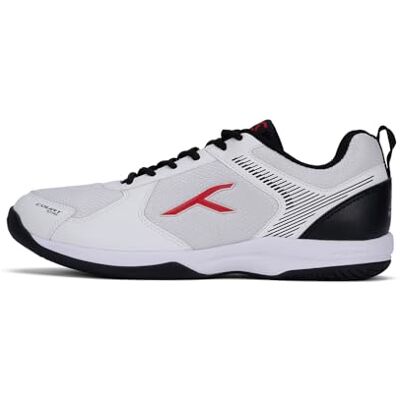 HUNDRED Court Star Non-Marking Professional Badminton Shoes for Mens X-Cushion Protection Suitable for Indoor Tennis/Squash/Table Tennis/Basketball & Padel White Black HUNDRED Court Star Non-Marking Professional Badminton Shoes for Mens X-Cushion Protection Suitable for Indoor Tennis/Squash/Table Tennis/Basketball & Padel White Black