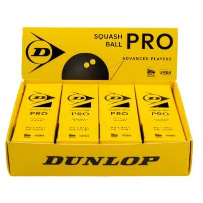 Dunlop Squash Balls Pro, Double Yellow Dot, 12 Balls (4 x 3) Dunlop Squash Balls Pro, Double Yellow Dot, 12 Balls (4 x 3)