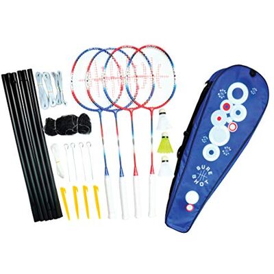 Sure Shot Fitness Unisex Adult London 4 Player Badminton Set Red/Blue/White, One Size, 26.35cm 42028 Sure Shot Fitness Unisex Adult London 4 Player Badminton Set Red/Blue/White, One Size, 26.35cm 42028