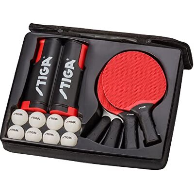 Stiga Seasons Anywhere Table Tennis Set: 4 Bats, 8 Balls and Universal Rolling Net for Indoor and Outdoor Use for the Whole Family Stiga Seasons Anywhere Table Tennis Set: 4 Bats, 8 Balls and Universal Rolling Net for Indoor and Outdoor Use for the Whole Family