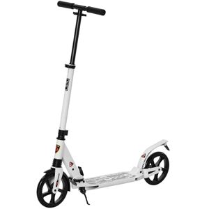 HOMCOM Folding Kick Scooter, Adjustable Ride On Scooter with 200mm Big Wheels and Double Shock Absorption, Urban Scooter for 14+ Teens Adult, White HOMCOM Folding Kick Scooter, Adjustable Ride On Scooter with 200mm Big Wheels and Double Shock Absorption, Urban Scooter for 14+ Teens Adult, White