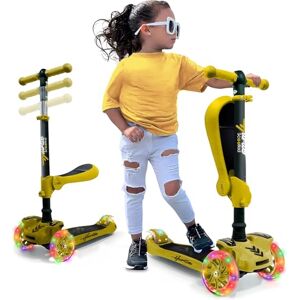 Hurtle 3-Wheel Tri Scooter for Kids ages 4-7, Scooter with Seat, Foldable, Flashing Lights, Adjustable Height Hurtle 3-Wheel Tri Scooter for Kids ages 4-7, Scooter with Seat, Foldable, Flashing Lights, Adjustable Height