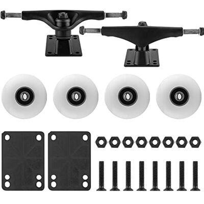 TLHB Skateboard Truck, 52mm Skateboard Wheels Suitable for Skaters, Fits 7.5 to 8 Inch Skateboard Bearings, Skateboard Pads, Starter Kit Combo TLHB Skateboard Truck, 52mm Skateboard Wheels Suitable for Skaters, Fits 7.5 to 8 Inch Skateboard Bearings, Skateboard Pads, Starter Kit Combo