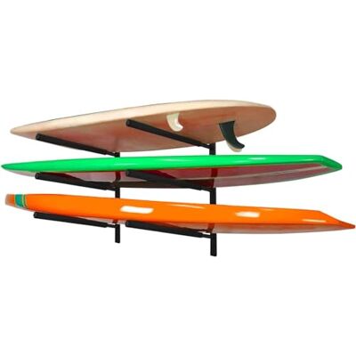 Yes4All Heavy Duty Steel 3 levels Wall Mount Paddle Board Racks, Surfboard Hanger with Padded Foam, Store and display, Surfboards, Snowboards, Longboards, Black, Adjustable Spacing Yes4All Heavy Duty Steel 3 levels Wall Mount Paddle Board Racks, Surfboard Hanger with Padded Foam, Store and display, Surfboards, Snowboards, Longboards, Black, Adjustable Spacing