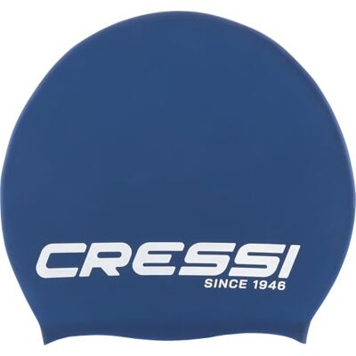 CRESSI Loira Long Hair Swim Cap, New Hypoallergenic Silicone Swimming Cap, Optimal for Long Hair, Blue/White, M, Adult CRESSI Loira Long Hair Swim Cap, New Hypoallergenic Silicone Swimming Cap, Optimal for Long Hair, Blue/White, M, Adult