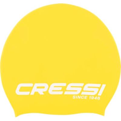 CRESSI Loira Long Hair Swim Cap, New Hypoallergenic Silicone Swimming Cap, Optimal for Long Hair, Yellow/White, XL, Adult CRESSI Loira Long Hair Swim Cap, New Hypoallergenic Silicone Swimming Cap, Optimal for Long Hair, Yellow/White, XL, Adult