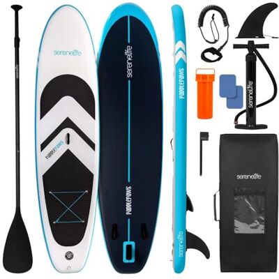 SereneLife Paddle Board Inflatable SUP Stable Design for Adults Kids Pet Friendly – Non Slip EVA Deck Complete Kit with Paddle Pump Backpack Leash SereneLife Paddle Board Inflatable SUP Stable Design for Adults Kids Pet Friendly – Non Slip EVA Deck Complete Kit with Paddle Pump Backpack Leash