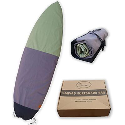Ho Stevie! Canvas Surfboard Bag Cover No Melted Wax on Car Sun/Ding Protection (Black/Gray/Green, 6'0") Ho Stevie! Canvas Surfboard Bag Cover No Melted Wax on Car Sun/Ding Protection (Black/Gray/Green, 6'0")