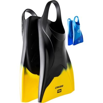 CRESSI Pura Swim Fins Flexible Silicone Unisex Adult Flippers for Comfort & Durability Fins for Swimming Training Black / Yellow 5.5/6.5 UK CRESSI Pura Swim Fins Flexible Silicone Unisex Adult Flippers for Comfort & Durability Fins for Swimming Training Black / Yellow 5.5/6.5 UK