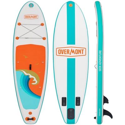 OVERMONT Inflatable Stand Up Paddle Board 10′6″ x 33″ x 6″ – Stable Heavy-Duty SUP for Beginners & Adults, Includes Oar, Fins, Pump & Carry Bag – Portable, Non-Slip Deck for Lakes, Beach, Rivers OVERMONT Inflatable Stand Up Paddle Board 10′6″ x 33″ x 6″ – Stable Heavy-Duty SUP for Beginners & Adults, Includes Oar, Fins, Pump & Carry Bag – Portable, Non-Slip Deck for Lakes, Beach, Rivers