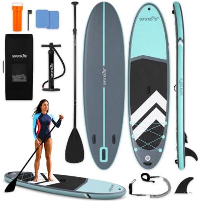 SereneLife Paddle Board Inflatable Extra Wide SUP Stand Up Paddleboard – Stable All Round Board for Adults, Kids & Pets, Non Slip Deck, 200 kg Capacity, Yoga Fishing Touring Accessories Kit SereneLife Paddle Board Inflatable Extra Wide SUP Stand Up Paddleboard – Stable All Round Board for Adults, Kids & Pets, Non Slip Deck, 200 kg Capacity, Yoga Fishing Touring Accessories Kit