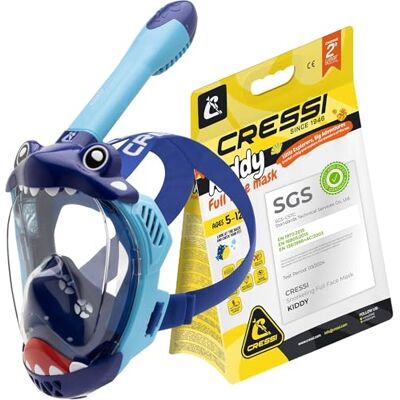 CRESSI Kiddy Kids Full Face Snorkel Mask Kids Snorkel Set with CO2-Safe Exhalation Valve Soft Silicone Skirt & Swimming Mask Comfort Family Owned Scuba Diving Equipment Azure/Blue/Blue CRESSI Kiddy Kids Full Face Snorkel Mask Kids Snorkel Set with CO2-Safe Exhalation Valve Soft Silicone Skirt & Swimming Mask Comfort Family Owned Scuba Diving Equipment Azure/Blue/Blue