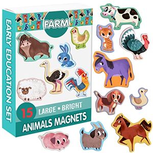 magdum Fridge Magnets For Toddlers 15 FARM Animal Kids Fridge Magnets - Animal Magnets For Toddlers - Fridge Magnets For Kids - Kids Magnets - Magnetic Shapes - Magnet Toy - Kids Magnets For Fridge