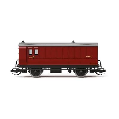 Hornby TT TT4062 BR 4 Wheel Coach 3rd Class Brake Baggage, Red Hornby TT TT4062 BR 4 Wheel Coach 3rd Class Brake Baggage, Red