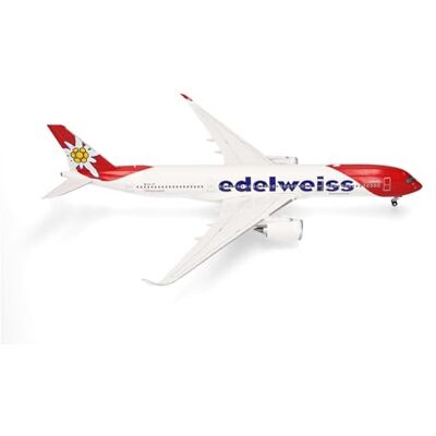 Herpa Model Aircraft Edelweiss Air Airbus A350-900 HB-IHF "Piz Bernina", miniature at 1:200 scale, collector's item, model without stand, plastic Herpa Model Aircraft Edelweiss Air Airbus A350-900 HB-IHF "Piz Bernina", miniature at 1:200 scale, collector's item, model without stand, plastic