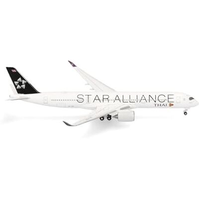 Herpa airplane model Thai Airways Airbus A350-900 "Star Alliance", on a scale of 1:500, metal miniature without pedastal, model building, collectors edition Herpa airplane model Thai Airways Airbus A350-900 "Star Alliance", on a scale of 1:500, metal miniature without pedastal, model building, collectors edition