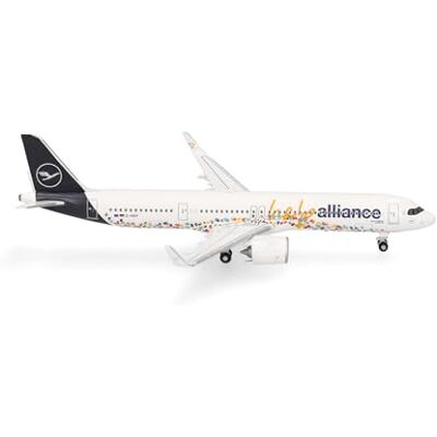 Herpa airplane model Lufthansa Airbus A321neo "Help Alliance", on a scale of 1:500, metal miniature without pedastal, model building, collectors edition Herpa airplane model Lufthansa Airbus A321neo "Help Alliance", on a scale of 1:500, metal miniature without pedastal, model building, collectors edition
