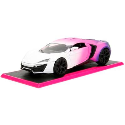 Jada Pink Slips 1:24 W Motors Lykan Hypersport Die-Cast Car w/Base, Toys for Kids and Adults Jada Pink Slips 1:24 W Motors Lykan Hypersport Die-Cast Car w/Base, Toys for Kids and Adults