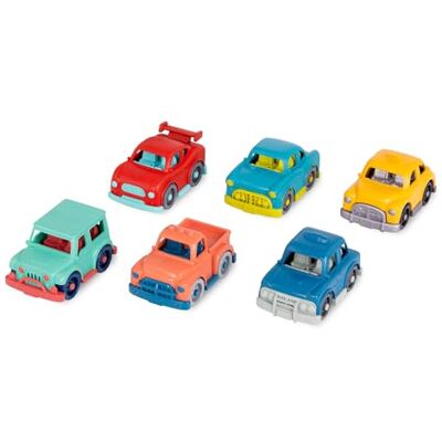 Battat – Wonder Wheels – Set of 6 Mini Toy Cars for Kids – Race Car, Truck, Taxi, Police, Retro, 4x4 – Pretend Play – Recyclable Materials – Mini Riders – 1 Year + Battat – Wonder Wheels – Set of 6 Mini Toy Cars for Kids – Race Car, Truck, Taxi, Police, Retro, 4x4 – Pretend Play – Recyclable Materials – Mini Riders – 1 Year +