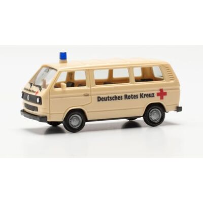 Herpa Basic car model VW T3 Bully German Red Cross, on a scale of 1:87, plastic miniature, made in Germany, model building, entry-level model Herpa Basic car model VW T3 Bully German Red Cross, on a scale of 1:87, plastic miniature, made in Germany, model building, entry-level model
