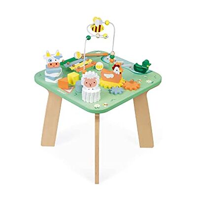 Janod Jolie Prairie Activity Table 7 Babyhood Activities Multi-Game Wooden Table, Farm Theme Development and Musical Awakening Water Based Paint from 1 Year Old, J05327,White,Medium Janod Jolie Prairie Activity Table 7 Babyhood Activities Multi-Game Wooden Table, Farm Theme Development and Musical Awakening Water Based Paint from 1 Year Old, J05327,White,Medium