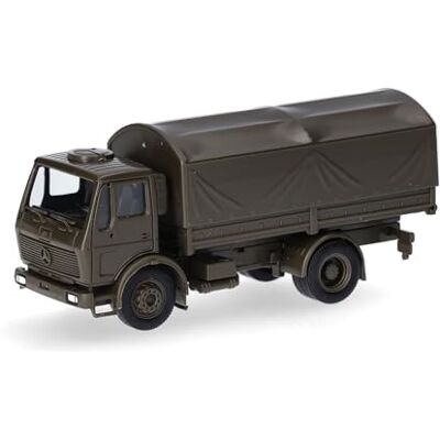 Herpa 747073 Model Mercedes-Benz NG 5t Flatbed Truck with Round Tarpaulin, 2 Axle German Armed Forces, Miniature Scale 1:87, Collectable, Made in Germany, Plastic Miniature Model, Multicoloured Herpa 747073 Model Mercedes-Benz NG 5t Flatbed Truck with Round Tarpaulin, 2 Axle German Armed Forces, Miniature Scale 1:87, Collectable, Made in Germany, Plastic Miniature Model, Multicoloured