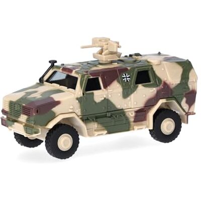 Herpa truck model ATF Dingo (FLW 200), sand beige camouflage, military, on a scale of 1:87, plastic miniature, made in Germany, model building, collectors edition Herpa truck model ATF Dingo (FLW 200), sand beige camouflage, military, on a scale of 1:87, plastic miniature, made in Germany, model building, collectors edition