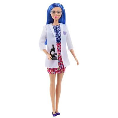 Barbie Scientist Doll (12 inches), Blue Hair, Color Block Dress, Lab Coat & Flats, Microscope Accessory, Great Gift for Ages 3 Years Old & Up, HCN11 Barbie Scientist Doll (12 inches), Blue Hair, Color Block Dress, Lab Coat & Flats, Microscope Accessory, Great Gift for Ages 3 Years Old & Up, HCN11