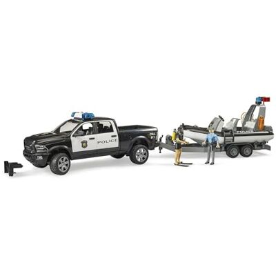 Bruder 02507 RAM 2500 Police Pick-up, Light and Sound Module, Trailer with Boat, 2 Figures 1:16 Emergency Car Emergency Service Police Officer Diver Off-Road Vehicle Inflatable Boat Bworld Toy Bruder 02507 RAM 2500 Police Pick-up, Light and Sound Module, Trailer with Boat, 2 Figures 1:16 Emergency Car Emergency Service Police Officer Diver Off-Road Vehicle Inflatable Boat Bworld Toy
