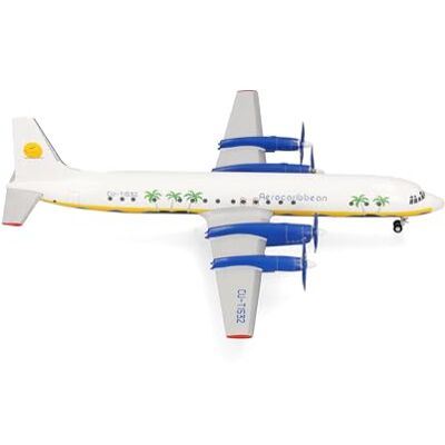 Herpa airplane model Caribbean Ilyushin IL-18 on a scale of 1:200, metal miniature with pedastal, model building, collectors edition Herpa airplane model Caribbean Ilyushin IL-18 on a scale of 1:200, metal miniature with pedastal, model building, collectors edition