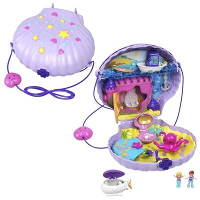 Polly Pocket Micro, Tiny Power Seashell Purse Playset, Purple Shell Purse, Mermaid Theme, 2 Dolls, Toys for Ages 4 and Up, One Playset, GNH11 Polly Pocket Micro, Tiny Power Seashell Purse Playset, Purple Shell Purse, Mermaid Theme, 2 Dolls, Toys for Ages 4 and Up, One Playset, GNH11