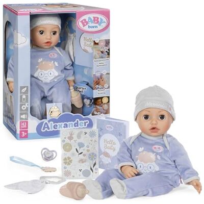BABY born Alexander 43cm, soft 43cm doll with 7 electronic functions and sound for children from 3 years, incl. Accessories BABY born Alexander 43cm, soft 43cm doll with 7 electronic functions and sound for children from 3 years, incl. Accessories