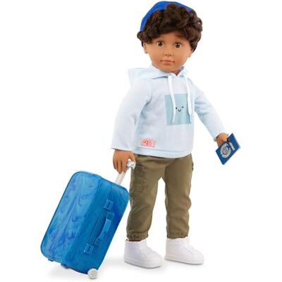 Our Generation Milo 18-Inch Boy Doll Lifelike Hazel Eyes & Curly Brown Hair Rolling Luggage & Travel Accessories Pretend Play Toy for Kids 3 Years & Older Our Generation Milo 18-Inch Boy Doll Lifelike Hazel Eyes & Curly Brown Hair Rolling Luggage & Travel Accessories Pretend Play Toy for Kids 3 Years & Older
