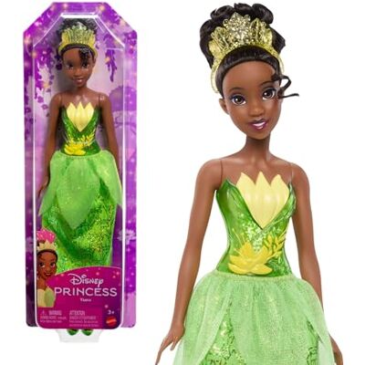 Mattel Disney Princess Dolls, Tiana Posable Fashion Doll with Sparkling Clothing and Accessories, Disney Movie Toys, HLW04 Mattel Disney Princess Dolls, Tiana Posable Fashion Doll with Sparkling Clothing and Accessories, Disney Movie Toys, HLW04