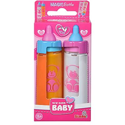Simba 105560011 – New Born Baby Magic Milk Bottles, Pack of 2, for Baby Dolls, Toy Dolls, with Disappearing Contents, 1 x Milk, 1 x Juice, 12 cm, Doll Accessories, Dolls Mum, for Children from 3 Years Simba 105560011 – New Born Baby Magic Milk Bottles, Pack of 2, for Baby Dolls, Toy Dolls, with Disappearing Contents, 1 x Milk, 1 x Juice, 12 cm, Doll Accessories, Dolls Mum, for Children from 3 Years