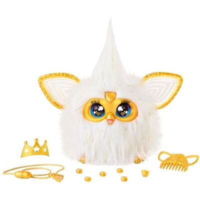 Furby Gold Glam Interactive Plush Toy with Crown, Beads, Comb & 600+ Responses, Premium Voice-Activated Talking Toy with Lights, Music & Dance, Collectible Plush Pet Gift for Girls & Boys Ages 6+ Furby Gold Glam Interactive Plush Toy with Crown, Beads, Comb & 600+ Responses, Premium Voice-Activated Talking Toy with Lights, Music & Dance, Collectible Plush Pet Gift for Girls & Boys Ages 6+