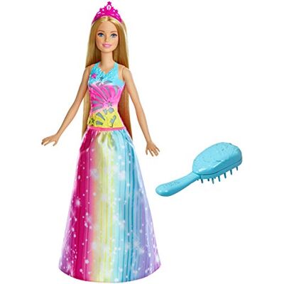 Barbie Brush and Sparkle Princess with lights and sounds, long blonde hair doll, gifts for children aged 3+ FRB12 Barbie Brush and Sparkle Princess with lights and sounds, long blonde hair doll, gifts for children aged 3+ FRB12