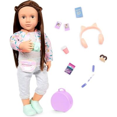 Our Generation Reese Posable 18-Inch Doll Lifelike Brown Eyes & Long Brown Hair Carry-on Luggage & Travel Accessories Pretend Play Toy for Kids 3 Years + Our Generation Reese Posable 18-Inch Doll Lifelike Brown Eyes & Long Brown Hair Carry-on Luggage & Travel Accessories Pretend Play Toy for Kids 3 Years +
