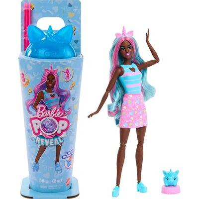 Barbie Pop Reveal Series Doll & Accessories Set, Shakes Series, Scented Unicorn Fashion Doll & Pet, 8 Surprises Include Color Change, JCN86 Barbie Pop Reveal Series Doll & Accessories Set, Shakes Series, Scented Unicorn Fashion Doll & Pet, 8 Surprises Include Color Change, JCN86